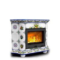 КимрПечь Прованс угловой Луг. Изразцовый камин для дома (топка: Ладья-700)