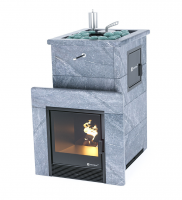 Печь для бани ИзиСтим Сочи М2 в полноценном кожухе Талькохлорит с открытым верхом