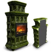 КимрПечь Керамическая печь Истра пристенный двухъярусный Хвоя (комплектация: Ладья-700)