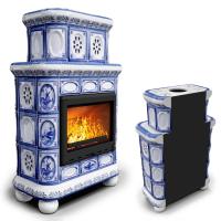 КимрПечь Изразцовый камин Медальон пристенный двухъярусный Голландия (топка: Ладья-600) (топка: Ладья-600)