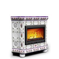 КимрПечь Изразцовый камин Медальон угловой Ирисы (топка: Ладья-600)