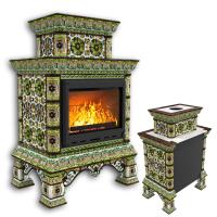 КимрПечь Изразцовая печь Кострома пристенный двухъярусный Июль (топка: Ладья-700) (топка: Ладья-700)