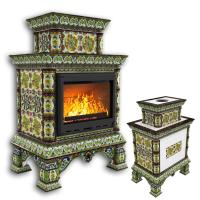 КимрПечь Изразцовая печь Кострома центральный двухъярусный Июнь (топка: Ладья-600) (топка: Ладья-600)