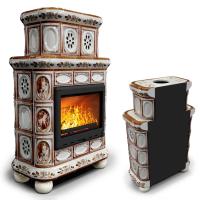 КимрПечь Изразцовый камин Медальон пристенный двухъярусный Модерн (топка: Ладья-600) (топка: Ладья-600)