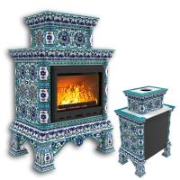 КимрПечь Изразцовая печь Кострома пристенный двухъярусный Февраль (топка: Ладья-700) (топка: Ладья-700)