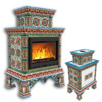 КимрПечь Изразцовая печь Кострома центральный двухъярусный Май (топка: Ладья-600) (топка: Ладья-600)