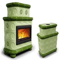 КимрПечь Изразцовый камин Медальон центральный двухъярусный Олива (топка: Ладья-600) (топка: Ладья-600)