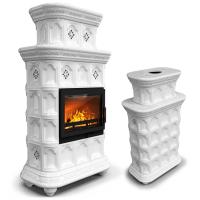 КимрПечь Истра центральный двухъярусный Белый (комплектация: Облицовка для топок Ладья-700, Erik-700)