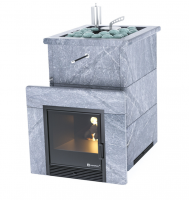 Печь для бани ИзиСтим Анапа в полноценном кожухе Талькохлорит с открытым верхом