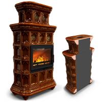 КимрПечь Керамическая печь Истра пристенный двухъярусный Каштан (комплектация: Облицовка для топок Ладья-700, Erik-700)