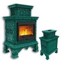 КимрПечь Изразцовая печь Кострома центральный двухъярусный Волна (топка: Ладья-600) (топка: Ладья-600)