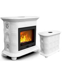 КимрПечь Прованс центральный Белый. Камин на дровах в дом (топка: Ладья-700) (топка: Ладья-700)