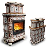 КимрПечь Изразцовый камин Медальон центральный двухъярусный Модерн (топка: Ладья-600) (топка: Ладья-600)