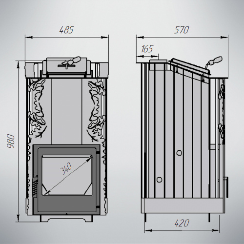 Печь для бани Варвара Терма Каменка мини укороченная глухая дверка