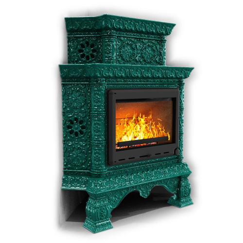 КимрПечь Изразцовая печь Кострома угловой двухъярусный Волна (топка: Ладья-700)