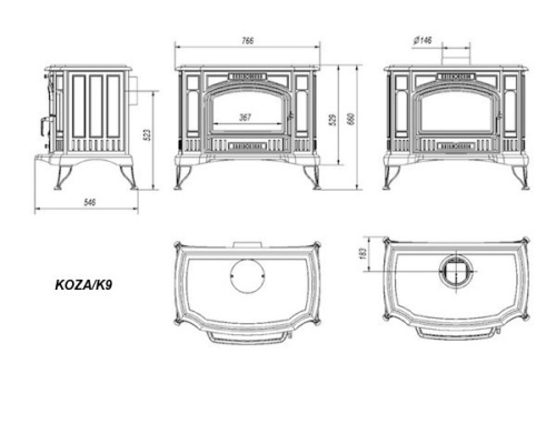Печь-камин Kratki Koza K9 (Коза К9)
