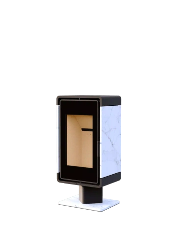 Печь-камин АСТОВ ASTOV КУБ ПК 4581 с каменными панелями на низкой ноге