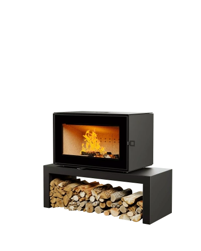 Печь-камин АСТОВ ASTOV КУБ 800 на подиуме