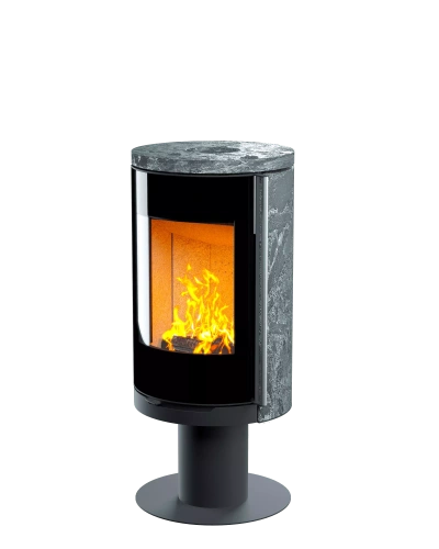 Печь-камин АСТОВ ASTOV R1.0 N К (с каменными панелями и круглой задней стенкой)