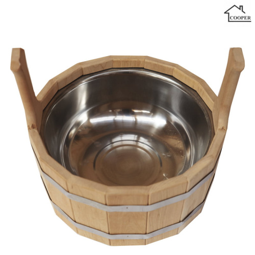 Шайка 12л Бондарь (Cooper) двуручная с нержавеющей вставкой ольха ДН-12
