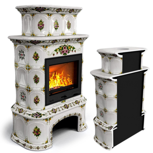 КимрПечь Прованс с дровником пристенный двухъярусный Лето (топка: Ладья-600)