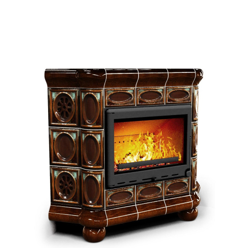 КимрПечь Медальон угловой Каштан. Печь для дачи (топка: Ладья-700)