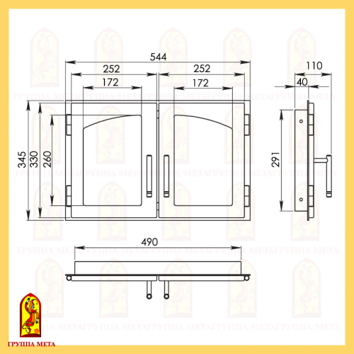 Дверка Мета ДВ544-2А печная 544*345