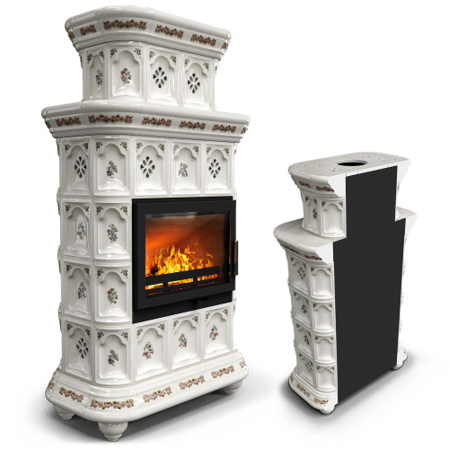 КимрПечь Керамическая печь Истра пристенный двухъярусный Прованс (комплектация: Ладья-700)