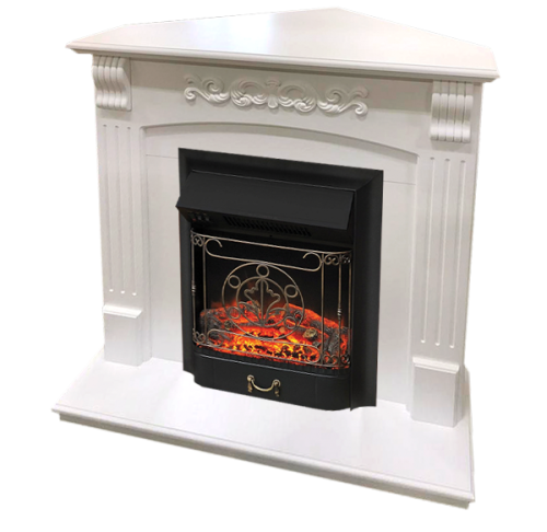 Комплект Угловой Портал RoyalFlame Sorrento Белый дуб + Очаг Фобос (Fobos) FX / Majestic FX