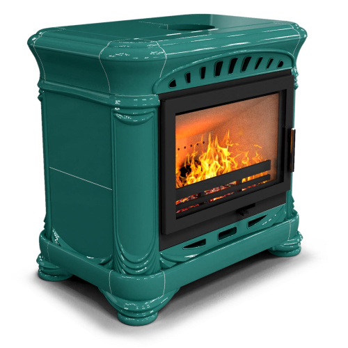 КимрПечь Камин с изразцами Модерн центральный Волна (топка: Ладья-700)