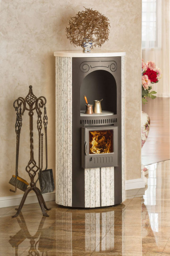 Печь отопительно-варочная Ферингер Лада Ламель "Окаменевшее дерево" перенесенный рисунок до 150 м3