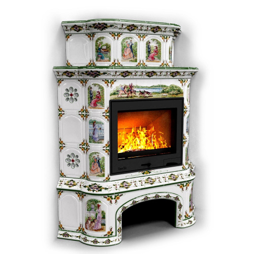 КимрПечь Прованс с дровником угловой двухъярусный Усадьба (топка: Ладья-600)