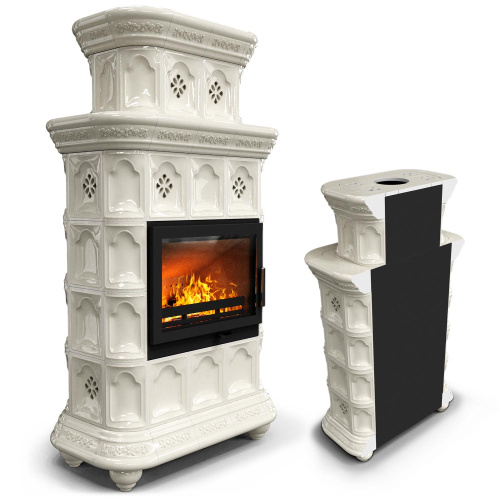 КимрПечь Керамическая печь Истра пристенный двухъярусный Ваниль (комплектация: Ладья-600)