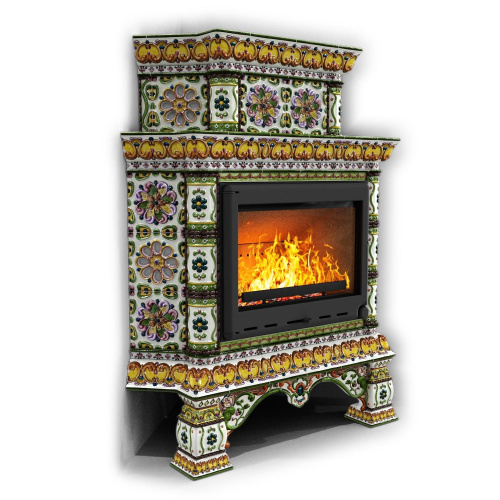 КимрПечь Изразцовая печь Кострома угловой двухъярусный Август (топка: Ладья-700)