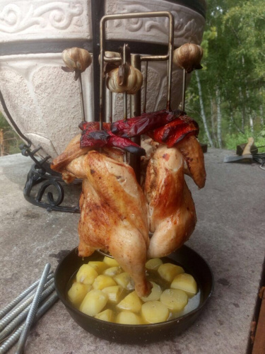 Тритон 6 шипов с чугунной сковородкой (с крючком) 