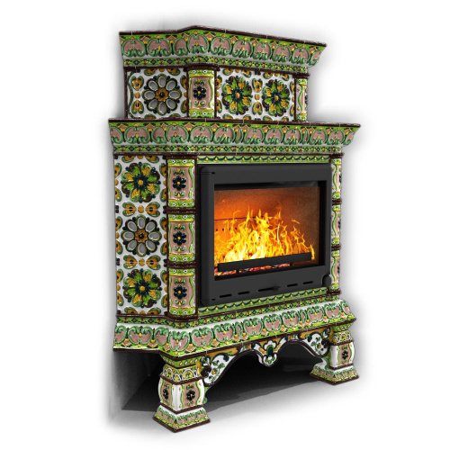 КимрПечь Изразцовая печь Кострома угловой двухъярусный Июль (топка: Ладья-600)